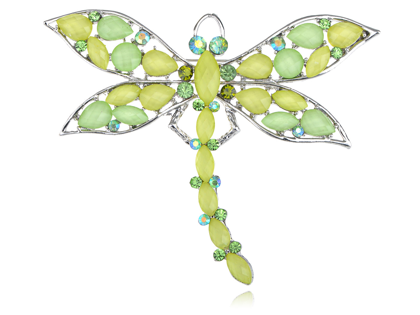 Light Green Beaded Dragonfly Peridot Pin Brooch