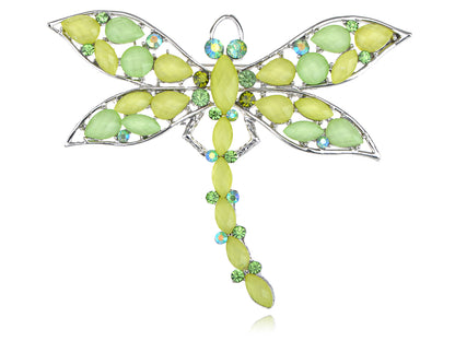Light Green Beaded Dragonfly Peridot Pin Brooch