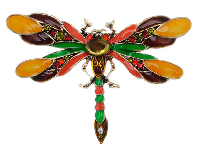 Design Colorful Enamel Dragonfly Red Green Insect Pin Brooch