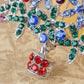Multi Colored Holiday Christmas Tree Jewel Pin Brooch
