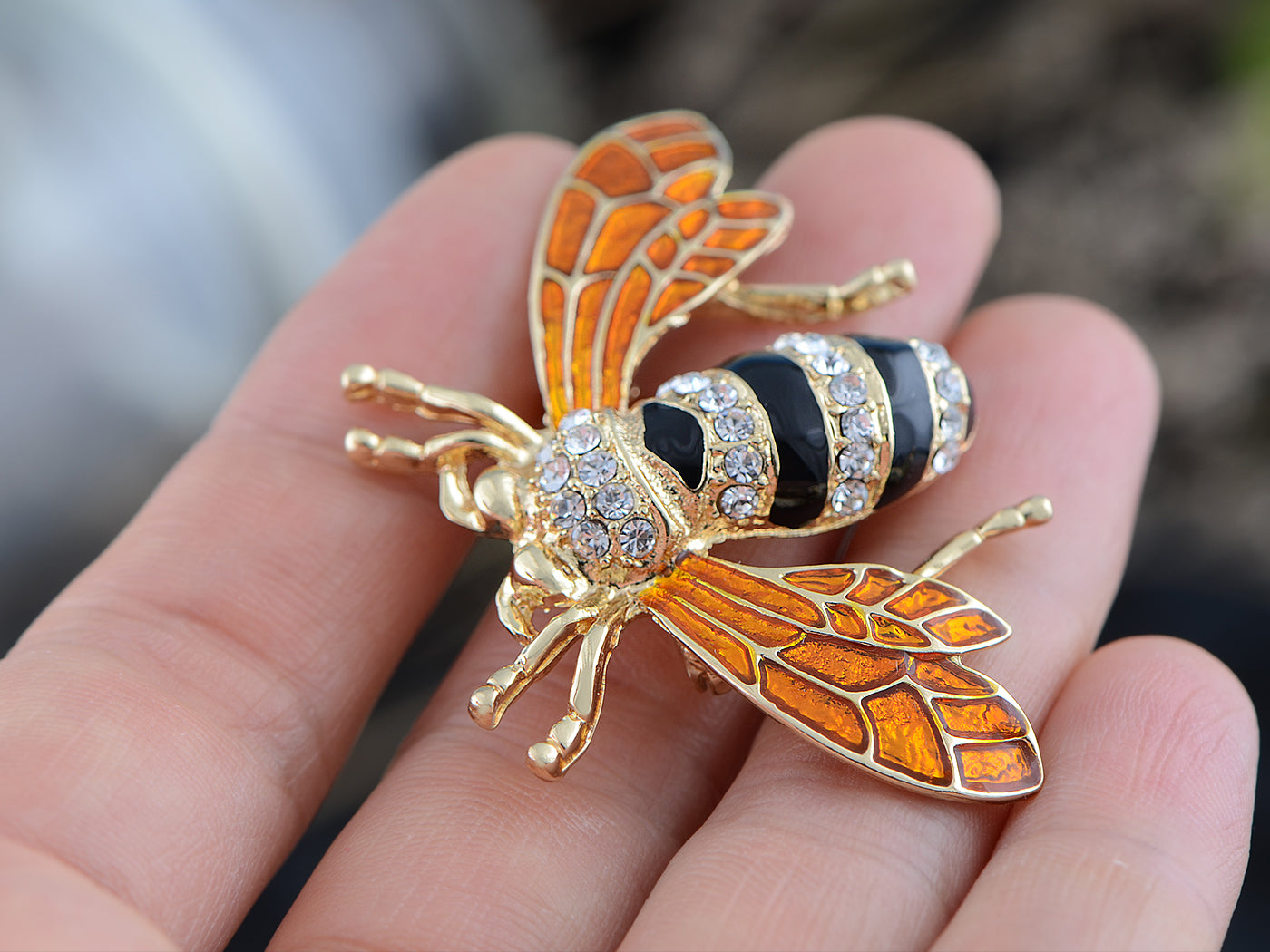 Rose Copper Sapphire Blue Colored Beetle Bee Brooch Pin