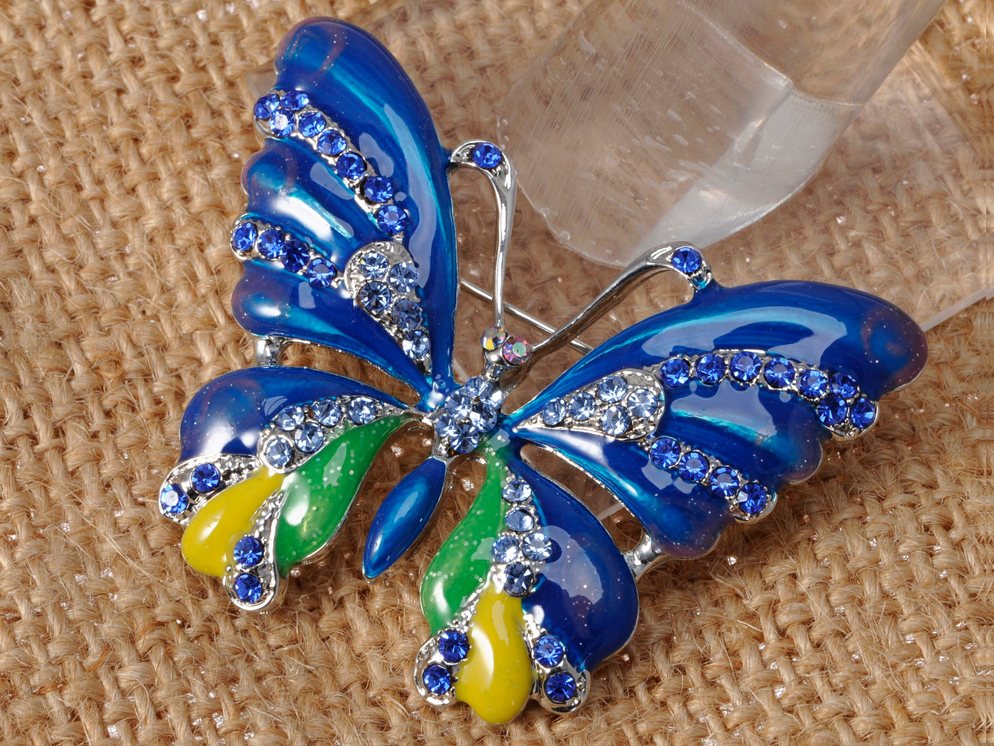 Blue Glitter Butterfly Brooch Pin