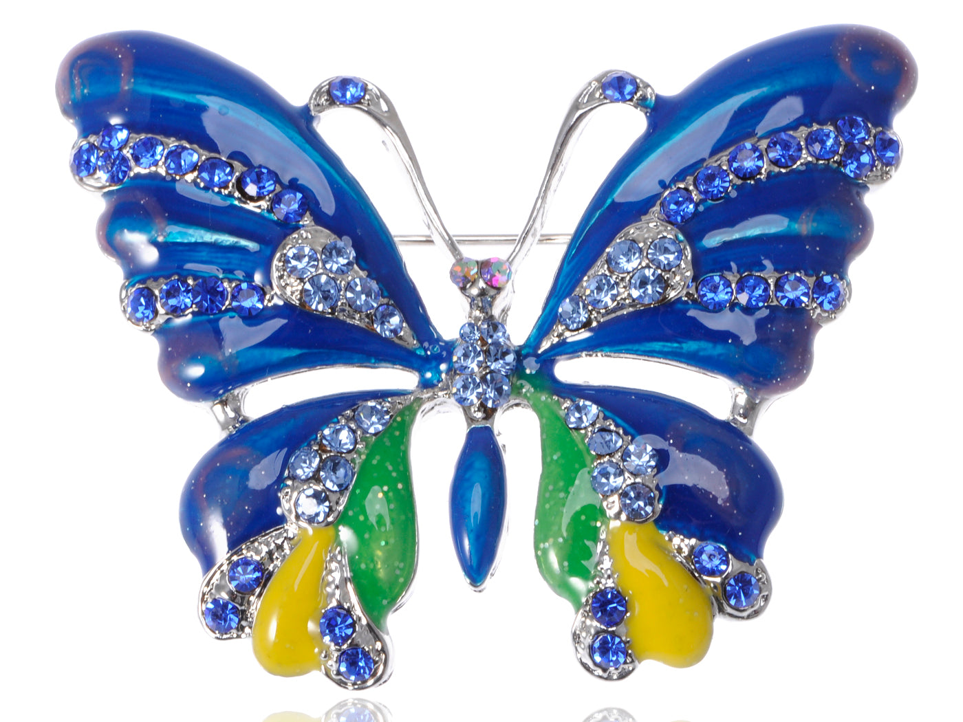 Blue Glitter Butterfly Brooch Pin