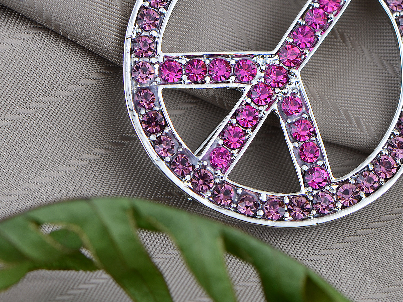 Vintage Shine Purple Pink Hippie Peace Sign Brooch Pin Pendent