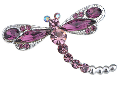 Amethyst Purple Colored Dragonfly Brooch Pin