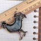 Copper Purple Yellow Green Chicken Rooster Brooch Pin
