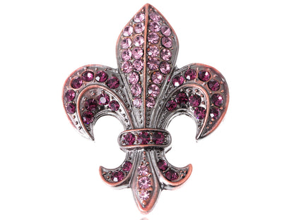 Copper Purple French Fleur De Lis Lily Brooch Pin