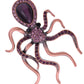 Slive Colored Nautical Rose Octopus Brooch Pin