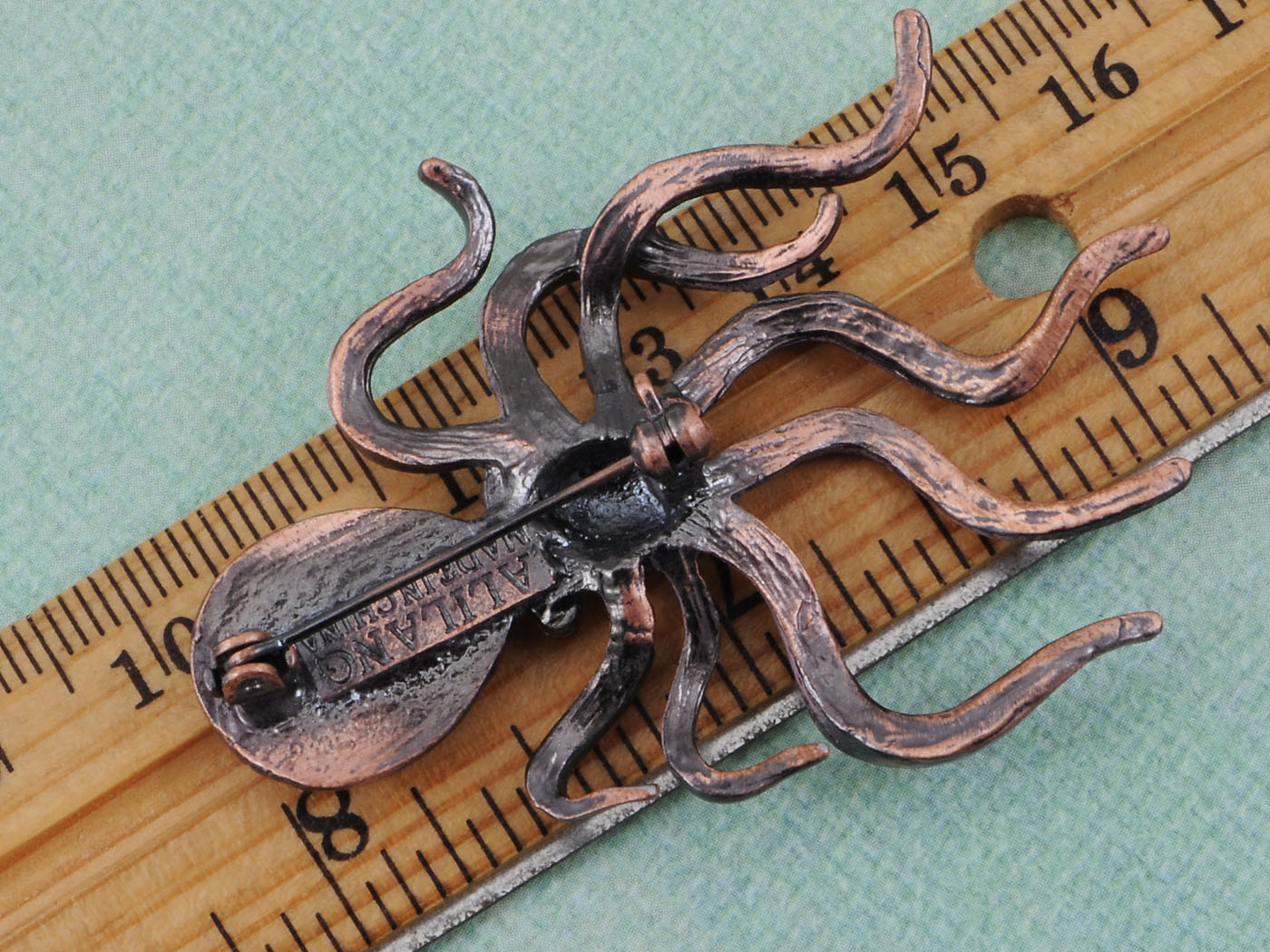 Copper Topaz Colored Nautical Octopus Legs Brooch Pin