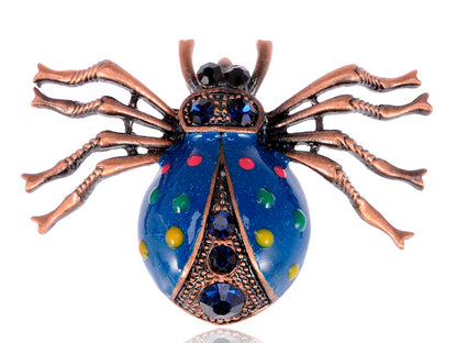 Enamel Blue Vivid Spider Insect Color Spots Pin Brooch Pendant