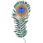 Silver Peacock Bird Feather Green Art Deco Pin Brooch