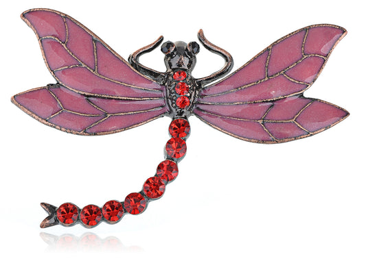 Gun Red Vintage Dragonfly Brooch Pin