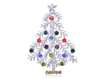 Holiday Festive Merry Christmas Tree Pin Brooch