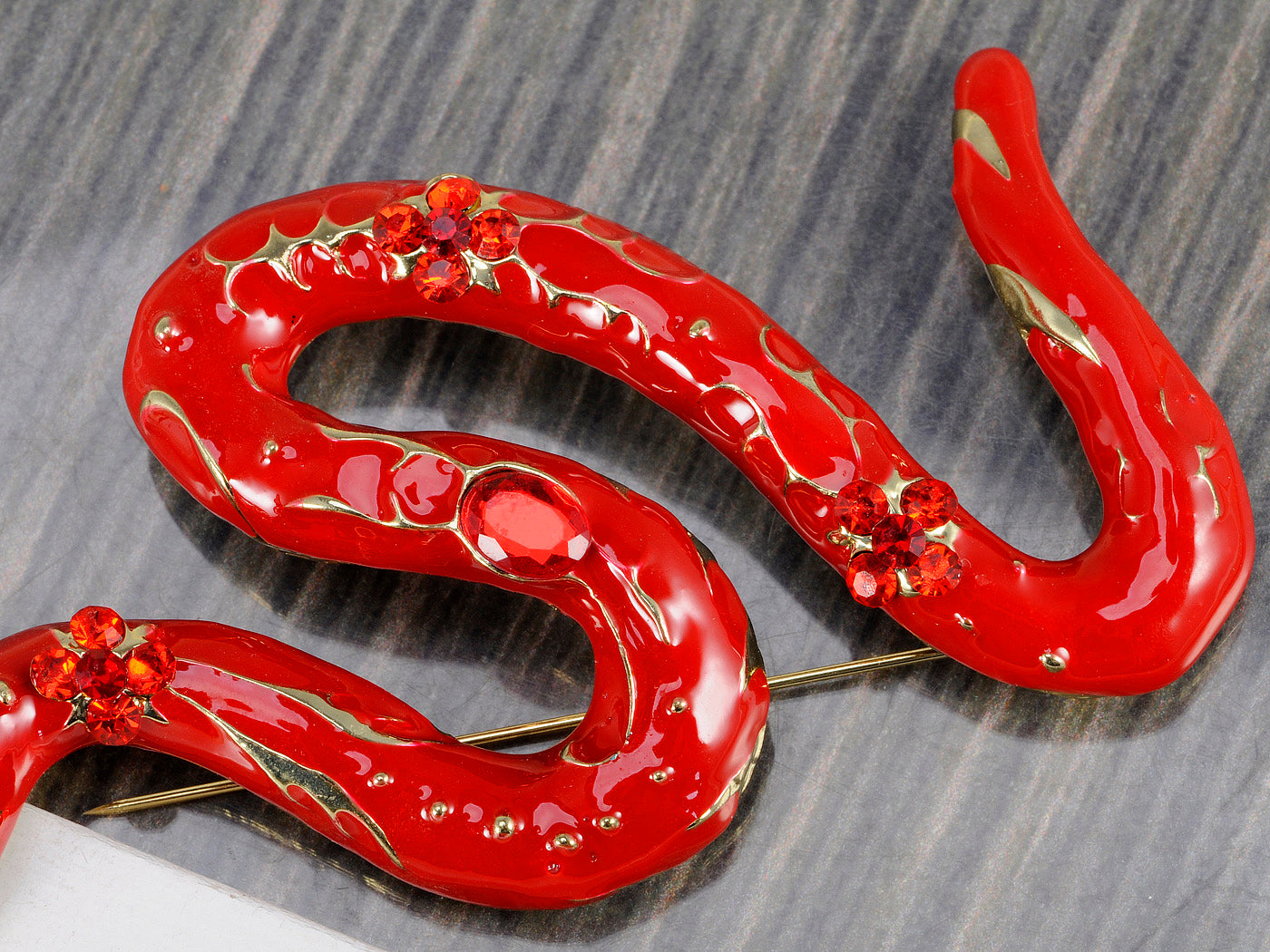 Red Enamel Snake Serpent Ruby Red Enamel Pin Brooch
