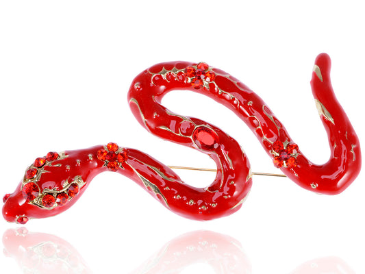 Red Enamel Snake Serpent Ruby Red Enamel Pin Brooch