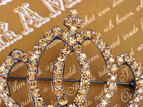 Vintage Topaz Royal Princess Queen Crown Pin Brooch