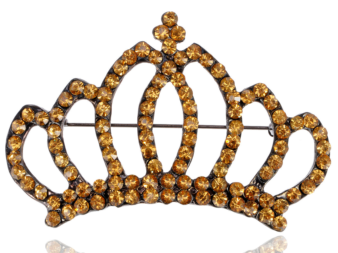 Vintage Topaz Royal Princess Queen Crown Pin Brooch