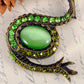 Cobra Snake Body Green Olivine Pin Able Brooch