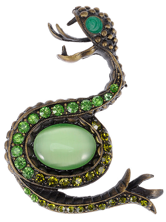 Cobra Snake Body Green Olivine Pin Able Brooch