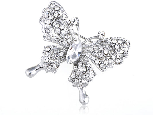 Glass Bead Butterfly Brooch Pin