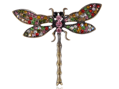 Reproduced Multi Color Dragonfly Brooch Pin