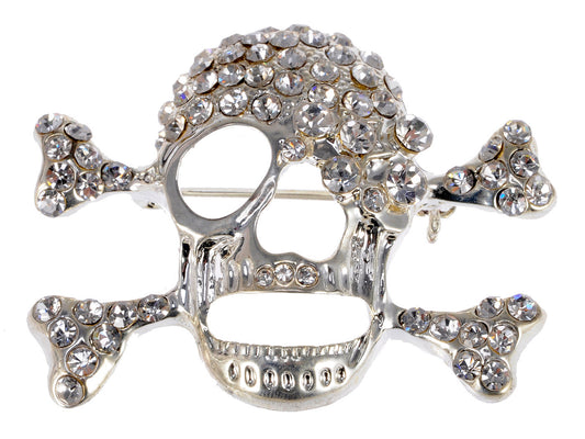 Shine Scary Skull Bone Head Brooch Pin