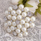 Big Pearl Flower Wedding Bouquet Slive Brooches