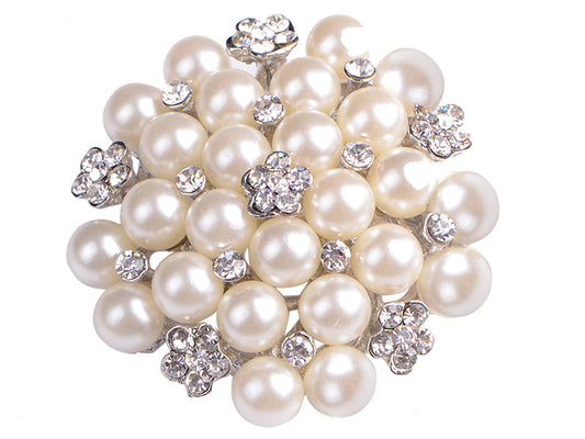 Big Pearl Flower Wedding Bouquet Slive Brooches