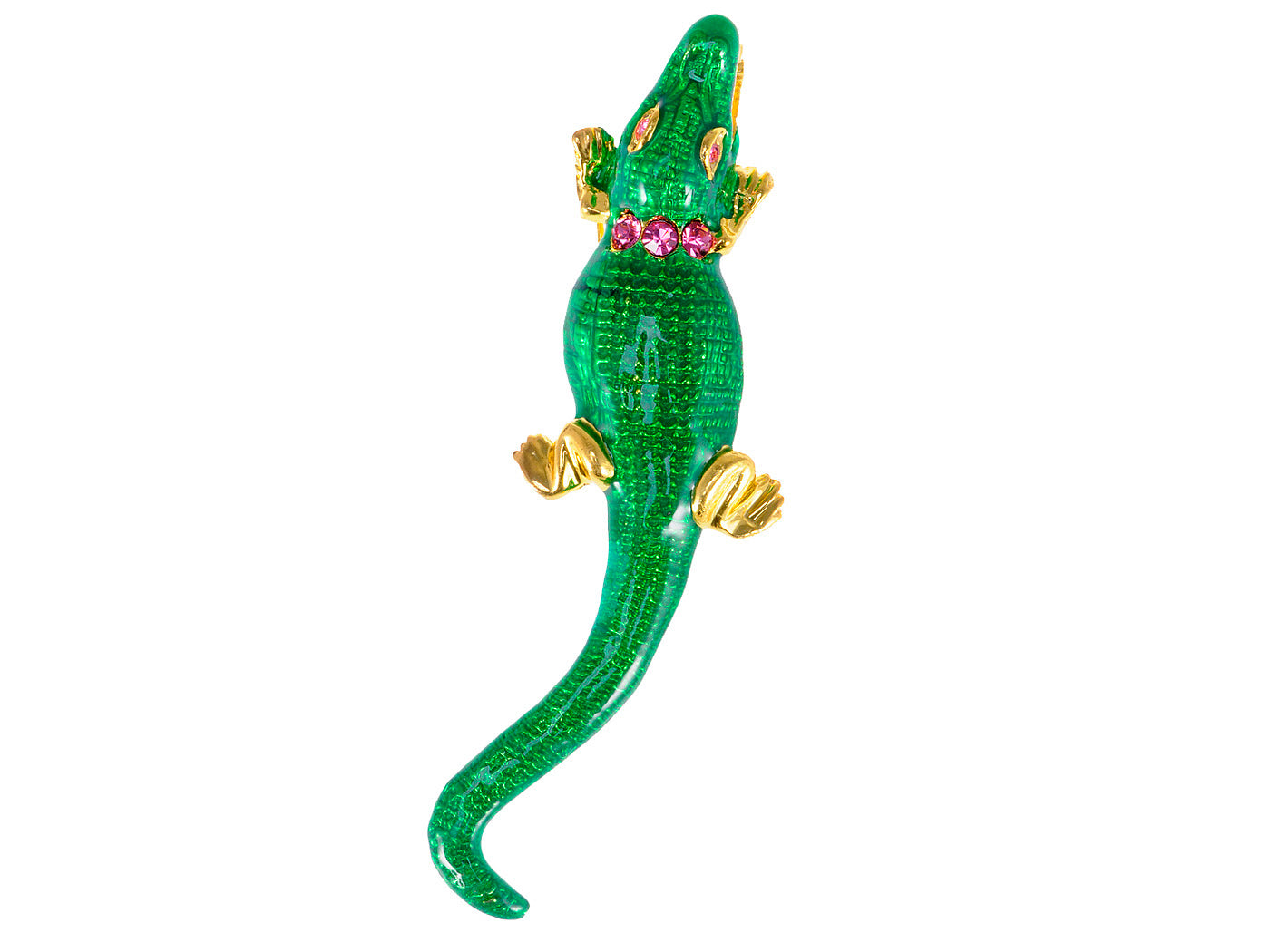 Emerald Green Alligator Bumpy Back Colored Amethyst Pin Brooch