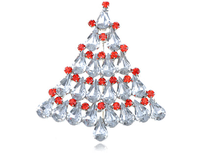 Dazzling Holiday Christmas Tree Snow Pin Brooch