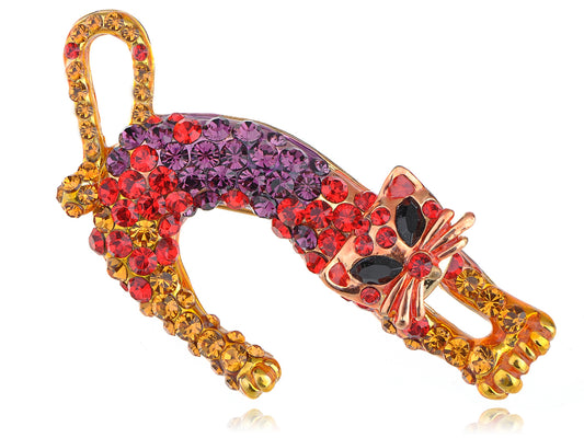 Multicolored Colorful Meow Cat Kitty Brooch Pin