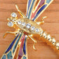 Pearlescent Red Blue Green Dragonfly Brooch Pin