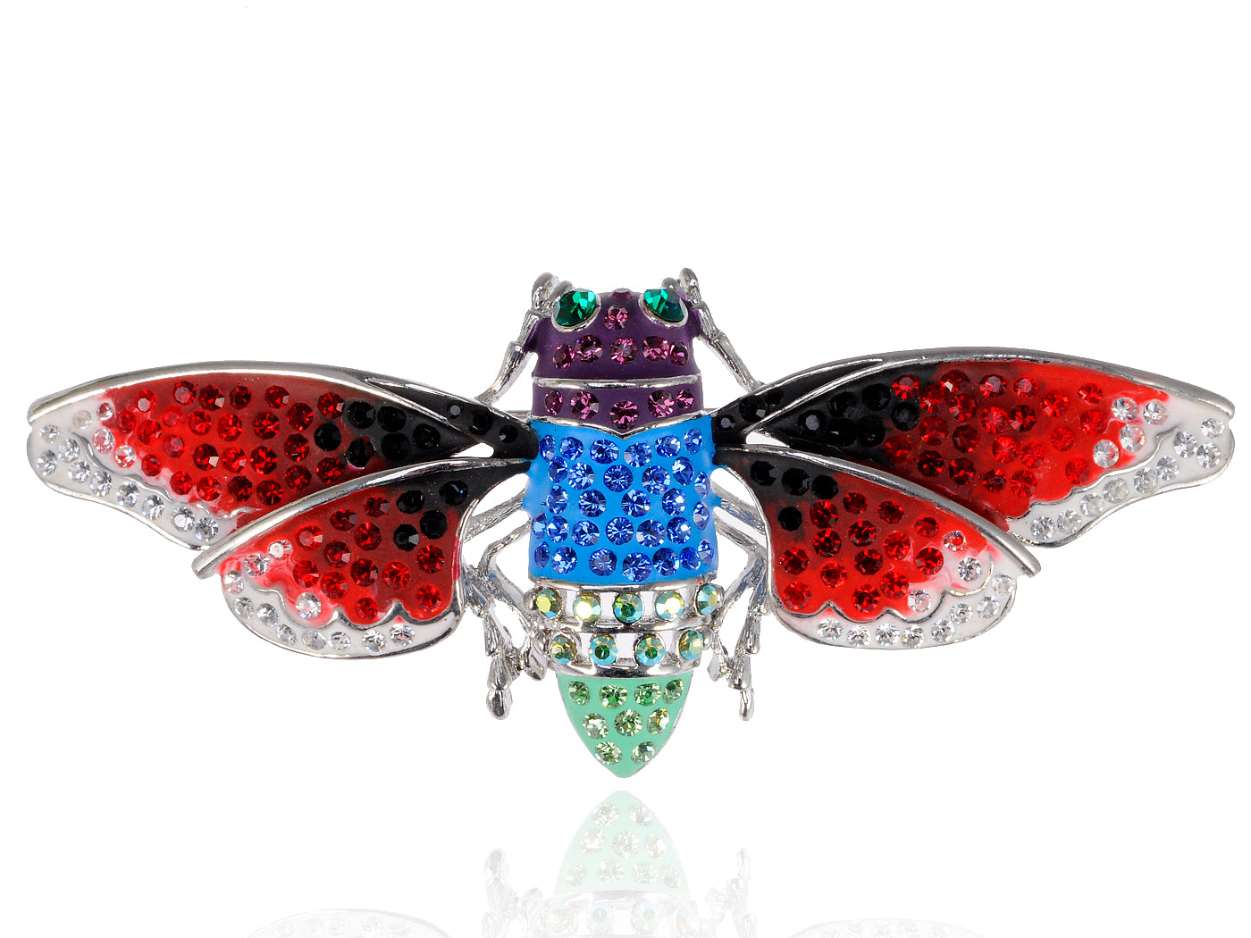 Vibrant Cicada Enamel Wings Purple Red Pin Brooch