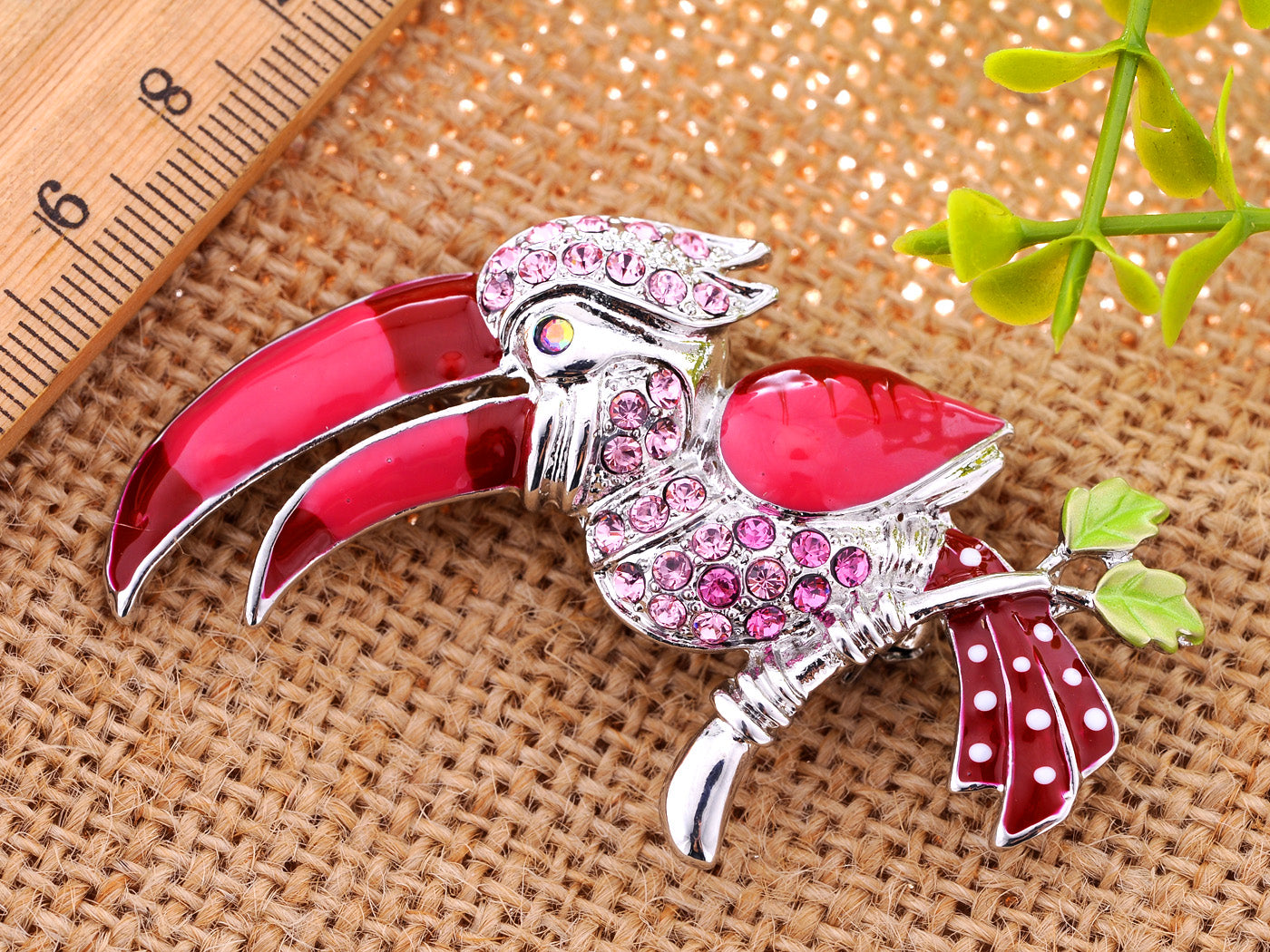 Rose Pink Hornbill Bird Tropical Pin Jewelry Brooch