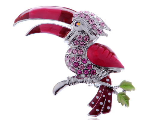 Rose Pink Hornbill Bird Tropical Pin Jewelry Brooch