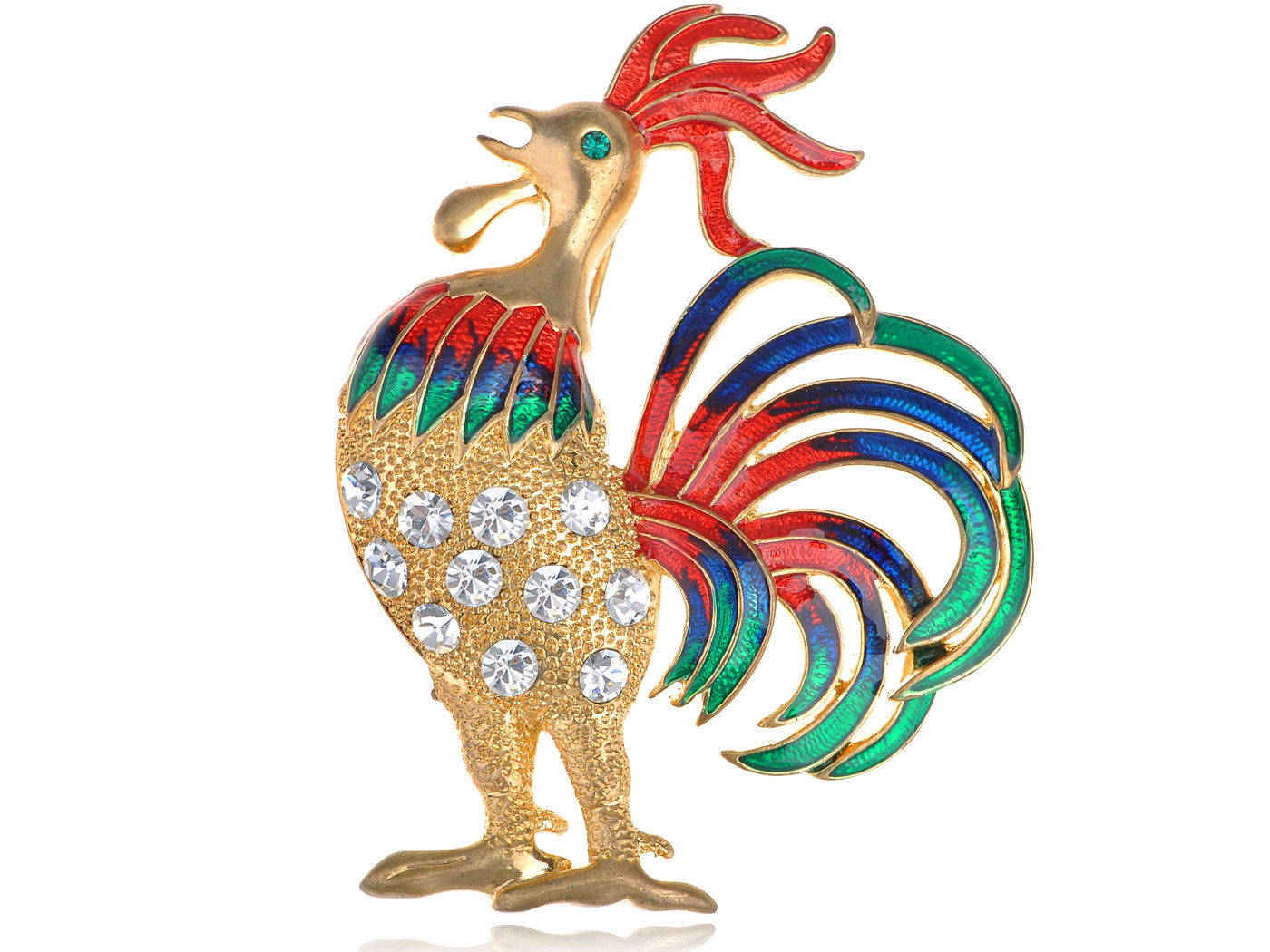 Colorful Enamel Rooster Bantam Brooch Pin