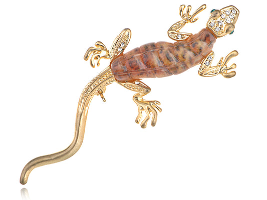 Fun Crawl Gecko Acry Bodied Critter Pin Brooch