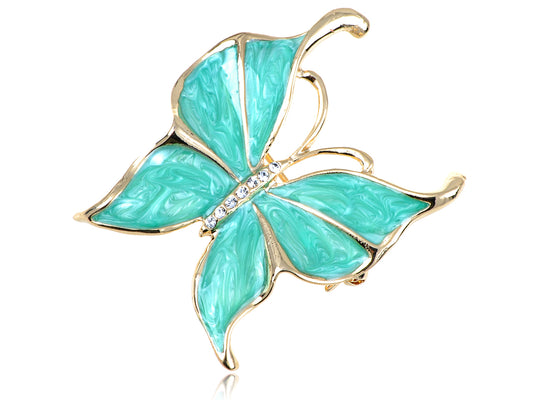 Green Gem Butterfly Pin Brooch