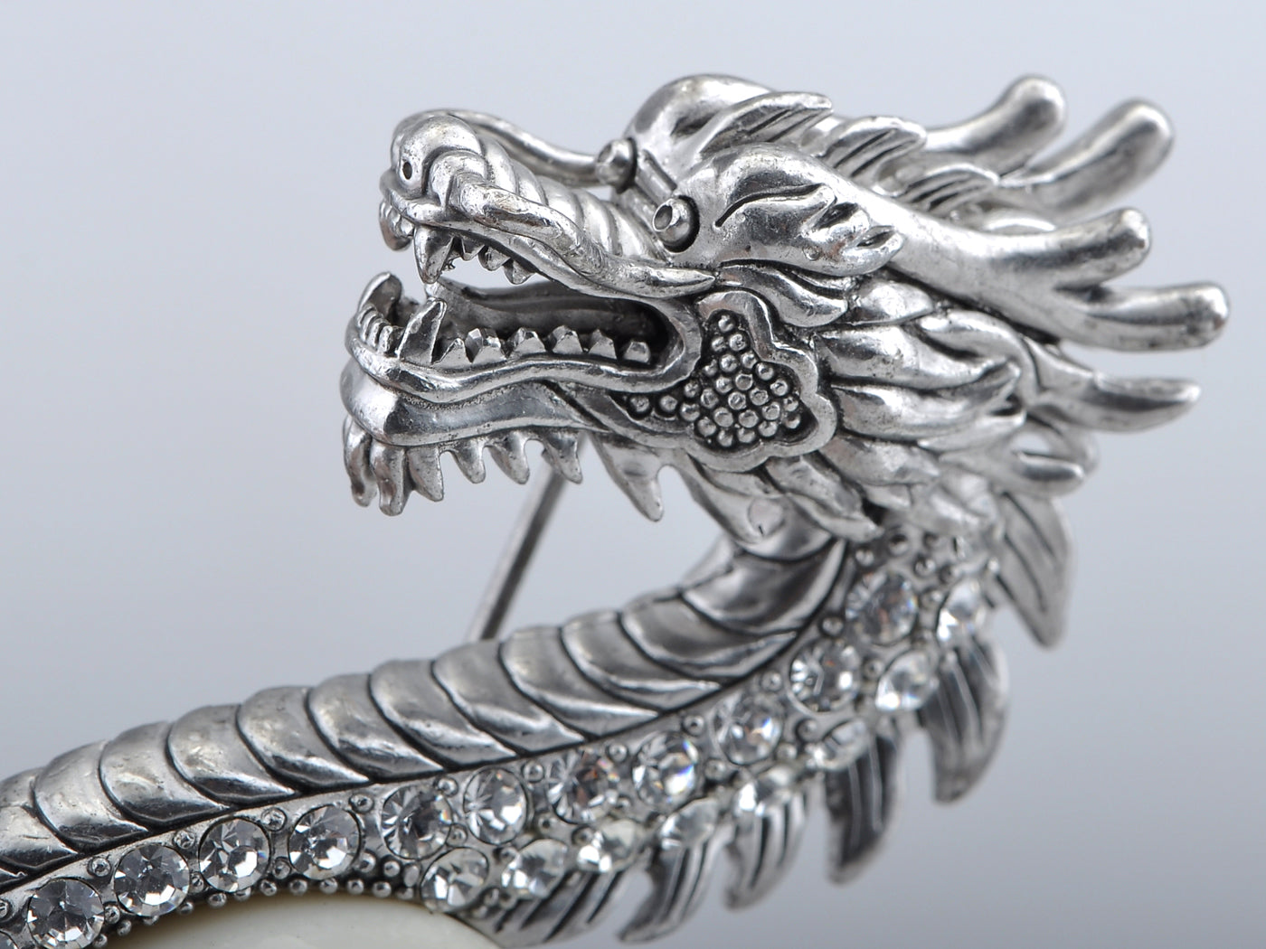 Antique Frosted Zodiac Chinese Dragon Brooch Pin