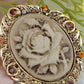 Vintage Antique Reproduct Rose Pink Flower Cameo Pin Brooch