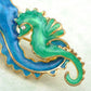 Seahorse Queen Creature Baby Set Family Blue Green Enamel Body Jewel Pin Brooch