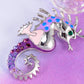 Purple Pink Enamel Seahorse Brooch Pin