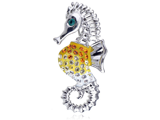 Sea Horse Topaz Sealife Animal Broach Pin