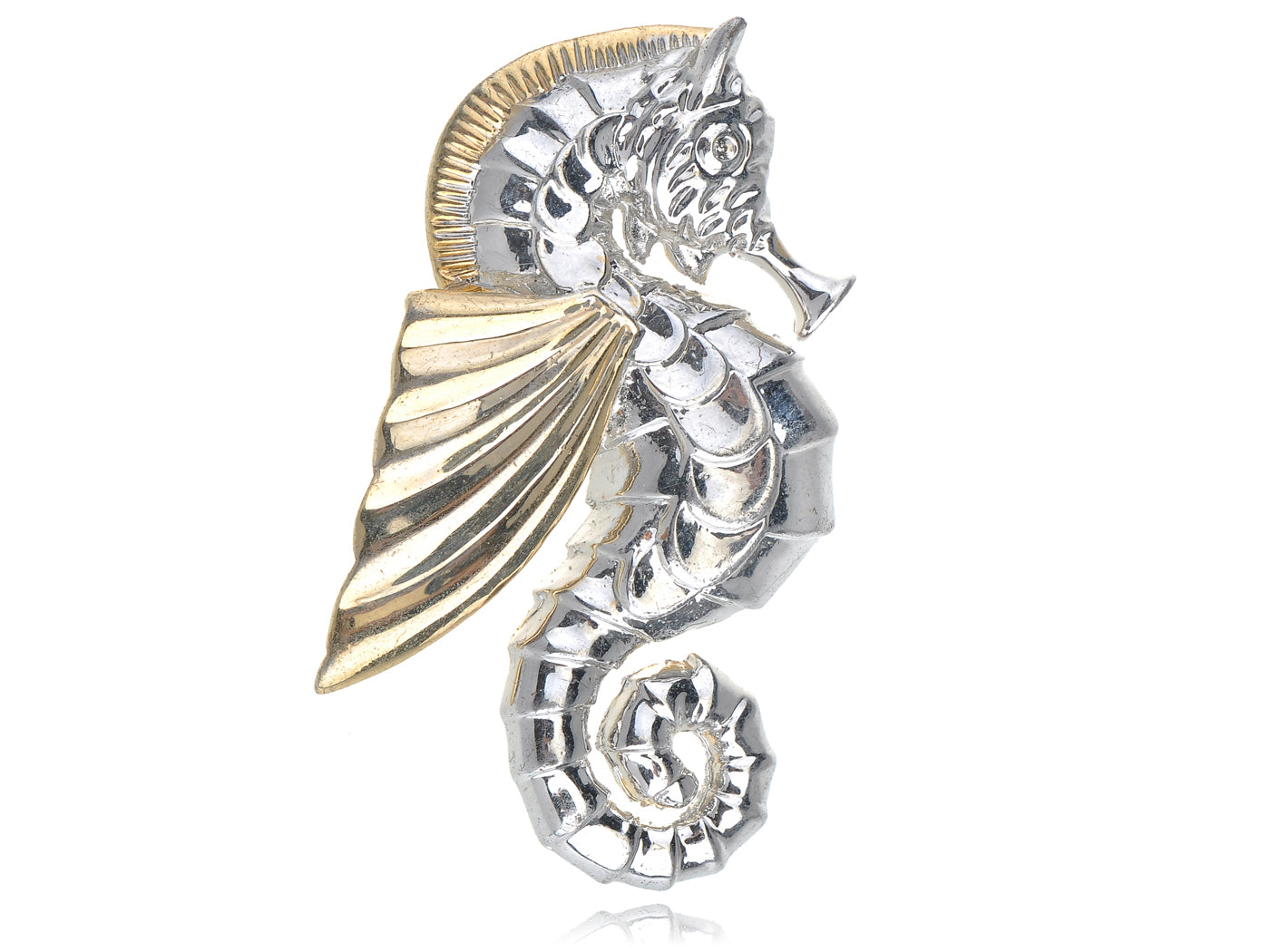 Gold Silver Nautical Seahorse Warrior Brooch Pin