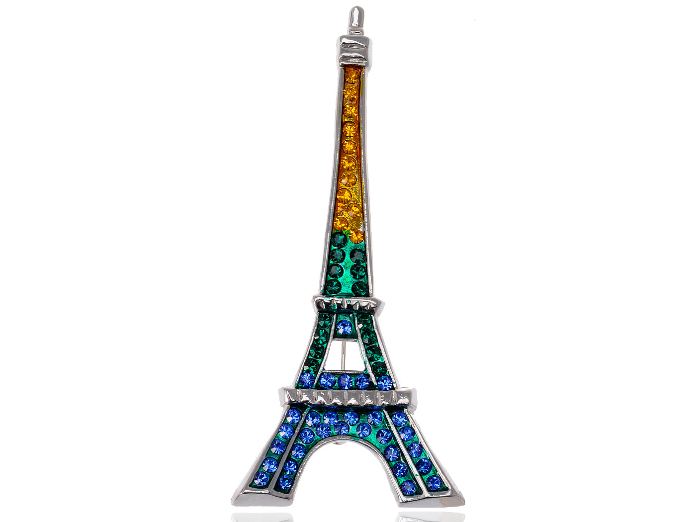 Yellow Green Blue Paris Eiffel Tower Brooch Pin