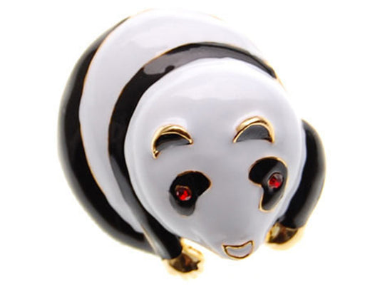 Red Eyed Black White Giant Panda Bear Brooch Pin