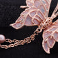 Dangling Pearl Peach Enamel Lined Butterfly Pin Brooch