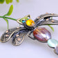 Vintage Reproduct Acry Beaded Color Dragonfly Able Pin Brooch