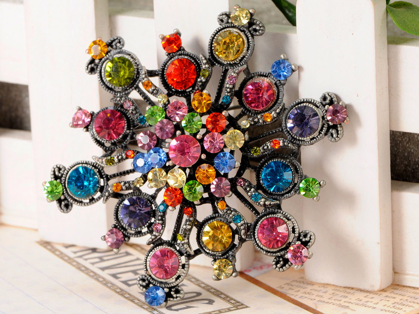 Multicolor Floral Abstract Flower Pin Brooch