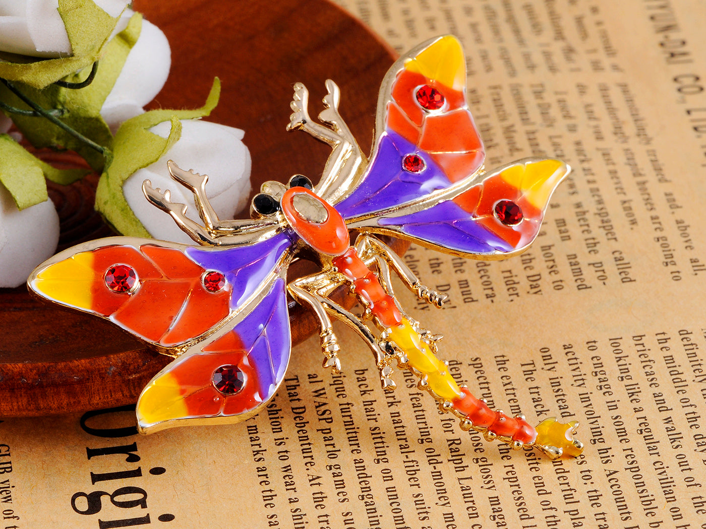 Siam Flying Dragonfly Color Enamel Bug Brooch Pin